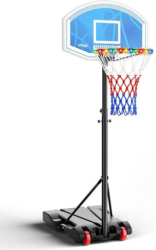 LED Portable Basketball Hoop for Teens, Adjustable Height 3.8 FT–7 FT Goal System, with Fillable Base & Wheels | Perfect for Driveway, Poolside, Garage & Night Training, Pool Basketball Hoop in Kuwait