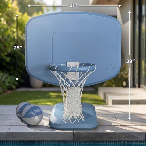 Coast Modern Poolside Basketball Hoop - Premium Outdoor Pool Basketball Hoop with 2 Water Basketballs and Ball Pump in Saudi Arabia