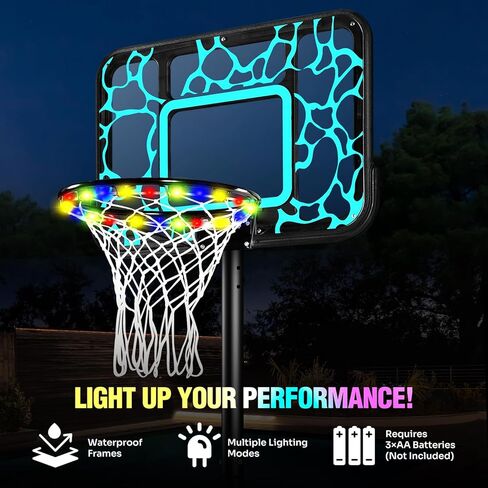 Pool Basketball Hoop 7-Height Adjustable Swimming Pool Basketball - Water Basketball Goals System with PC Shatterproof Backboard & 2 Balls, Outdoor Pool Accessories, Portable Basketball Hoop with LED in Kuwait