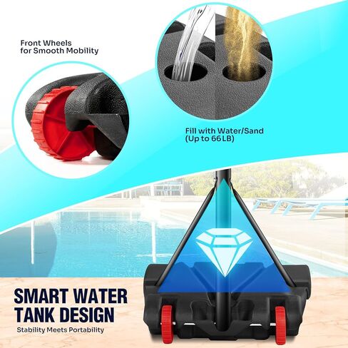 Pool Basketball Hoop 7-Height Adjustable Swimming Pool Basketball - Water Basketball Goals System with PC Shatterproof Backboard & 2 Balls, Outdoor Pool Accessories, Portable Basketball Hoop with LED in Kuwait