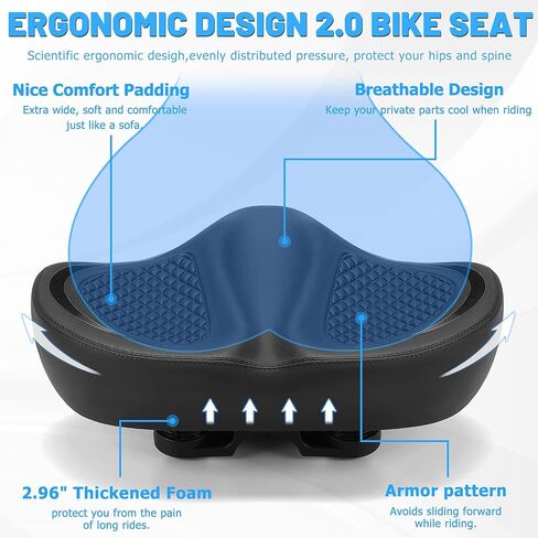 New Noseless Bike Seat for Men Women Comfort, Extra Wide Soft Padded Bicycle Seat, Large Comfortable Bike Saddle for Peloton, Stationary Exercise Bike, Ebike, Scooter, Beach Cruiser, City Bike in Saudi Arabia