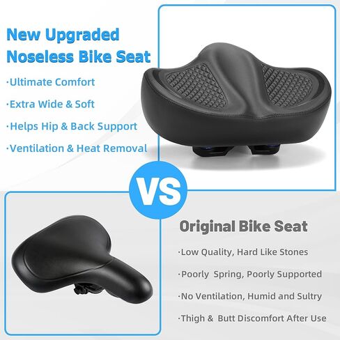 New Noseless Bike Seat for Men Women Comfort, Extra Wide Soft Padded Bicycle Seat, Large Comfortable Bike Saddle for Peloton, Stationary Exercise Bike, Ebike, Scooter, Beach Cruiser, City Bike in Saudi Arabia