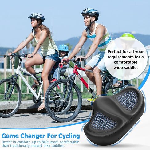 New Noseless Bike Seat for Men Women Comfort, Extra Wide Soft Padded Bicycle Seat, Large Comfortable Bike Saddle for Peloton, Stationary Exercise Bike, Ebike, Scooter, Beach Cruiser, City Bike in Saudi Arabia