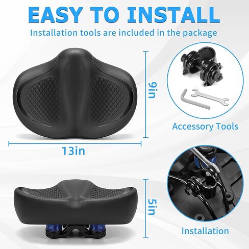 New Noseless Bike Seat for Men Women Comfort, Extra Wide Soft Padded Bicycle Seat, Large Comfortable Bike Saddle for Peloton, Stationary Exercise Bike, Ebike, Scooter, Beach Cruiser, City Bike in Saudi Arabia