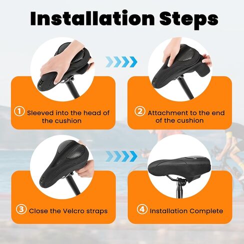 وسادة مقعد الدراجة JUMPOW للمقاعد الضيقة، غطاء مقعد الدراجة من الجل والإسفنج الذكي مع سيليكون مزدوج مضاد للانزلاق، تصميم تدفق الهواء مسامي، يناسب Peloton، الثابتة، الدراجات الجبلية والطرق in Kuwait