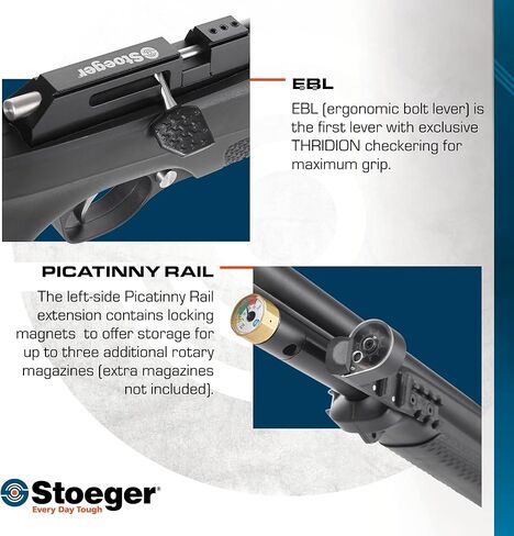 Stoeger XM1 PCP Airgun + Scope - عيار 177 - أسود اصطناعي مع مشاهد من الألياف الضوئية ومنظار 4 × 32 in Kuwait