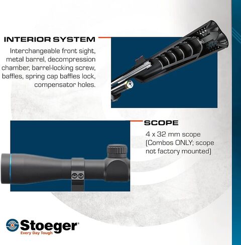 Stoeger XM1 PCP Airgun + Scope - عيار 177 - أسود اصطناعي مع مشاهد من الألياف الضوئية ومنظار 4 × 32 in Kuwait