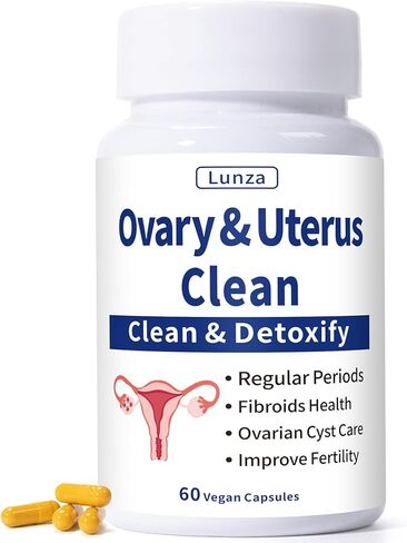 لونزا تطهير المبيض والرحم، تطهير الرحم، الفترات المنتظمة، الخصوبة، دعم صحة كيس المبيض والأورام الليفية، للنزيف غير الطبيعي، بدون تشنجات، 60 كبسولة نباتية in Kuwait