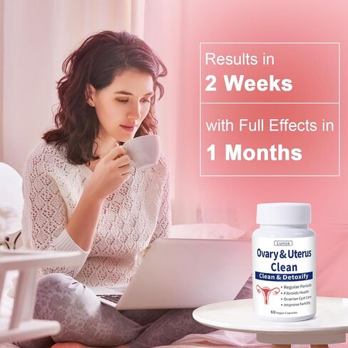 لونزا تطهير المبيض والرحم، تطهير الرحم، الفترات المنتظمة، الخصوبة، دعم صحة كيس المبيض والأورام الليفية، للنزيف غير الطبيعي، بدون تشنجات، 60 كبسولة نباتية in Kuwait
