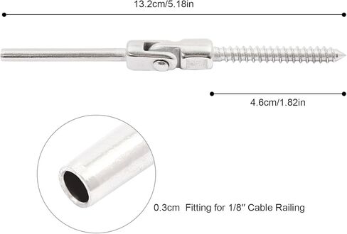 180 Degree Adjustable Angle Threaded Stud Tension End, 20Pcs Cable Railing Kit for Wood or Metal Post, Cable Angle Tension Kit in Saudi Arabia