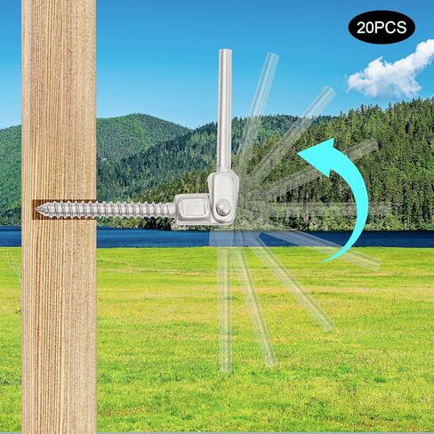180 Degree Adjustable Angle Threaded Stud Tension End, 20Pcs Cable Railing Kit for Wood or Metal Post, Cable Angle Tension Kit in Saudi Arabia