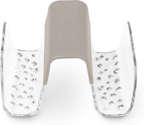 Spectrum Sink Saddle for Kitchen Sink Warm Gray Clear Sponge and Brush Holder Organizer, Dish Brush and Sponges Plastic Saddle Caddy for Double Sink Storage with Drain Holes for Quick Drying in Kuwait