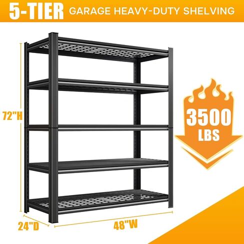 وحدة رفوف المرآب الثقيلة 72 بوصة ارتفاع × 48 بوصة عرض × 24 بوصة عمق 5 طبقات 3500 رطل أرفف تخزين وحدة أرفف سلكية معدنية صناعية قابلة للتعديل للجراج والطابق السفلي ومخزن المؤن والمستودعات التجارية in Saudi Arabia