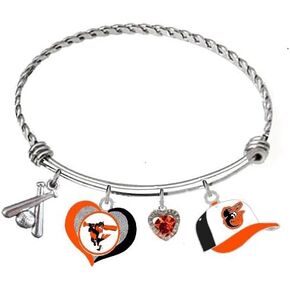 Baltimore Baseball Charm Bangle Bracelet with 4 Unique Charms in Kuwait