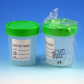 حاوية عينات من مادة البولي بروبيلين 5913 من Globe Scientific مع غطاء لولبي أخضر 1/4 وملصق تعريف ثلاثي اللغات، معقمة، ملفوفة بشكل فردي، متدرجة، سعة 4oz (علبة بها 100) in Kuwait