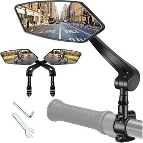 مرايا الدراجة للمقود، عبوتان، مرآة الرؤية الخلفية للدراجة مع عدسة مسطحة من الزجاج الحقيقي، مشبك ألومنيوم، مرآة ركوب الدراجات قابلة للتعديل للدراجة الإلكترونية، الدراجة الجبلية، دراجة الطريق والسكوتر (20-24 مم) in Kuwait