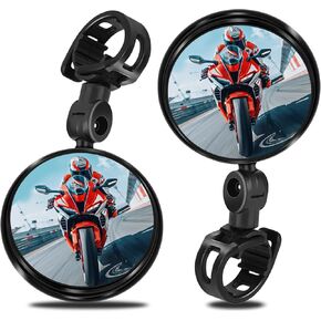 Bike Mirror Handlebar Mount, 2 Pcs 360° Rotatable Adjustable Acrylic Convex Mirror, No Tool Installation, Vibration-Free Wide View for Mountain/Road/E-Bike/Scooter - Bicycle Accessories in Kuwait