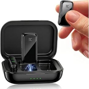 نظام ميكروفون لاسلكي EX، ميكروفونات مزدوجة + حافظة شحن، نطاق توصيل وتشغيل يصل إلى 164 قدمًا لأجهزة iPhone/Android، تقليل الضوضاء المتقدم، تسجيل فيديو وقت التشغيل 48 ساعة، TikTok، YouTube، أسود in Kuwait