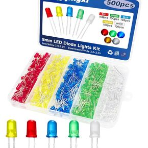 500PCS LED Diode Lights 5mm Mini LED Circuit Assorted Kit for Science Project Experiment (5 Colors) in Kuwait