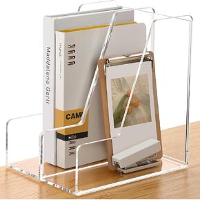 2-Pack Acrylic Magazine File Holder Desk Organizer Magazine Rack, Clear, Vertical File Sorter Holders in Kuwait