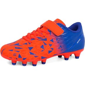 Kids Soccer Cleats for Boys Girls Lightweight Youth Toddler Football Shoes with Laceless Strap Rubber Studs for Firm Ground Artificial Grass Training in Kuwait