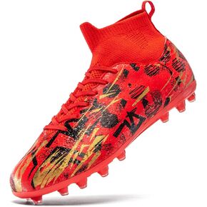 Unisex Kids Soccer Cleats High-Top Soccer Shoes for Outdoor Training Matches Football Boots for Boys and Girls in Saudi Arabia