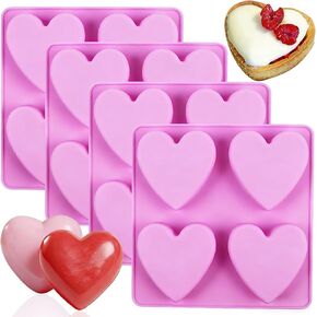 Silicone Soap Molds, METLUCK 4 PCS Heart Silicone Molds Heart Silicone DIY Soap Molds for Soap Making Cake Jelly Pudding Candy Chocolate and Dessert Valentine Gift in Kuwait