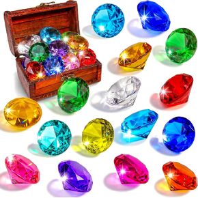 MGparty 16PCS Diving Gem Pool Toys for Kids Ages 4-8 8-12 Big Colorful Diamond with Treasure Pirate Box Summer Toy Underwater Swimming Toys for Boys and Girls Pool Games Water Toys in Kuwait