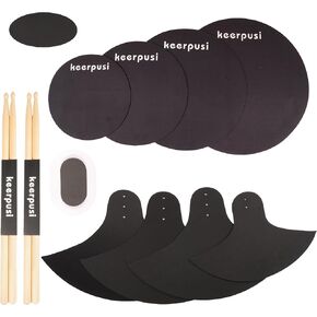 مجموعة وسادات كتم صوت الطبل 11 قطعة مع وسادة الصنج + مجموعة قبعات هاي، وسادات كاتم صوت الطبل الإسفنجية، تناسب 10 بوصة، 12 بوصة، 14 بوصة، 16 بوصة (حزمة وسادة كتم صوت الطبلة) in Kuwait