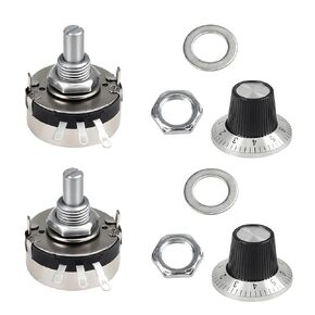 2Pcs 10K Potentiometer WTH118-2W 10000 Ohm Single Turn Carbon Film Rotary Taper Potentiometer for Inverter Speed Regulation wtih 2pcs A03 Knob and 2pcs Dials in Kuwait