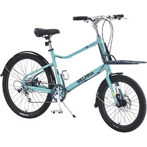 26 Inch Cargo Bike with Front 20 Inch Wheel, 7 Speed Aluminum Alloy Frame Double Disc Brakes, Adult Commuter Bicycle with Rear Rack for Men Women,Green in Kuwait
