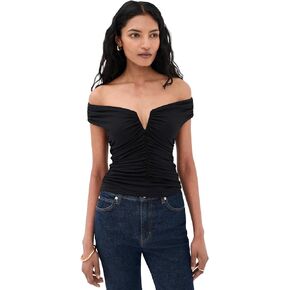 Susana Monaco Women's Off Shoulder Long Sleeve V-Wire Top in Saudi Arabia