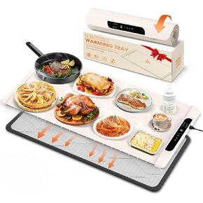 Warming Mat for Food with Heat Resistant Pad, 36"x16" Food Warmer Mat for Countertop Food Warmer Custom Temperature Settings 10H Timer Portable Heating Pad for Parties Buffets Holiday Home Use (Gray) in Kuwait