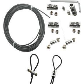 5/64" Wire Rope, 4.9 FT Adjustable Vinyl Coated Stainless Steel Cable Kit for Hanging Light Lamp,Mirrors,Frames,Flower Pots,Billboard,Curtainst,,2 Pcs Black in Kuwait