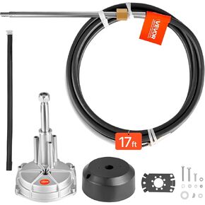VEVOR Boat Steering System, 17 ft Boat Control Cable Outboard Rotary Steering System Kit with Aluminum Alloy Helm, Durable Marine Replacement for Fishing Boats, Small Sailboats, Speedboats, Lifeboats in Kuwait