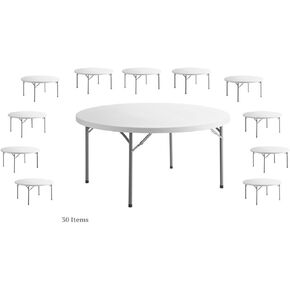 30 حزمة! 60 بوصة. طاولة مستديرة بيضاء قابلة للطي طاولات مستديرة للحفلات طاولة دائرية بلاستيكية في الهواء الطلق طاولة مستديرة قابلة للطي طاولة مستديرة قابلة للطي طاولة بار محمولة للحفلات مكتب قابل للطي طاولة مستديرة قابلة للطي in Kuwait