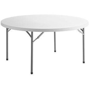 60 in. White Round Folding Table Round Tables for Parties Plastic Circle Table Outdoor Round Folding Table Foldable Round Table Portable Bar Table for Party Folding Desk Round Fold Up Table in Kuwait