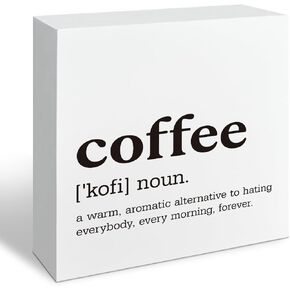 Funny Coffee Signs, Tabletop Decor for Kitchen Counter Shelf, Rustic Cafe Decor for Home Office Desk, Farmhouse Breakfast Nook Decoration, Espresso Lover Present in Saudi Arabia