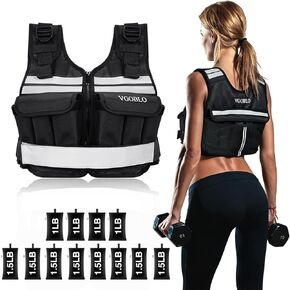 Adjustable Weighted Vest for Women Men, 2-18 lbs Strength Training Weight Vest with adjustable weights 12 Sandbags, Zipper Womens Weighted Vest Washable with Reflective for Walking Running Gym in Saudi Arabia