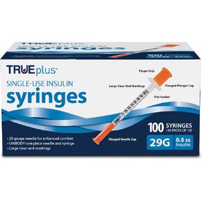 TRUEplus Single-Use Insulin Syringes, 29G 0.5cc 1/2 Inch Needle Length, 100 Count (10 Packs of 10) in Kuwait