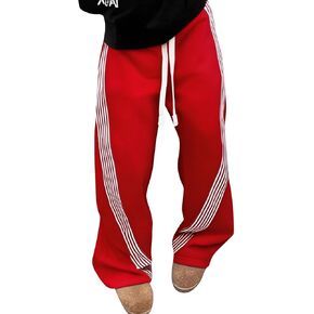 Men's Y2K Graphic Baggy Sweatpants Drawstring Waist Striped Open Bottom Trousers Baggy Track Pants Men Streetwear in Saudi Arabia