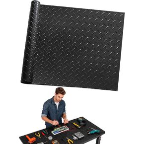 48" x 17" Workbench Mat，PVC Work Bench Mat Top with Non-Slip Steel Plate Texture, 1.5mm Thick Rectangle Vinyl Table Top Protector, Woodworking,DIY Projects in Kuwait