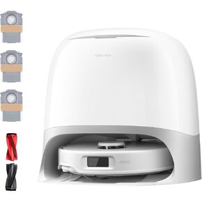 roborock qrevo curv s5x robot vacuum and mop ، 17000Pa شفط ، تصميم صفر ، فرشاة جانبية مرانية ، تجنب عقبة ذكية ، غسل الذات وتجفيفها وتفريغها للسجاد ، شعر الحيوانات الأليفة ، الأرضية الصلبة in Kuwait