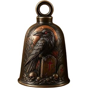 3D Crows and Skull Motorcycle Guardian Bell, Blood Moon Cemetery Crow Motorcycle Bell, Gothic Horror Good Luck Bells for Riding, Safe Pendant Motorcycle Accessories for Men Biker (1.2 * 2in) in Saudi Arabia