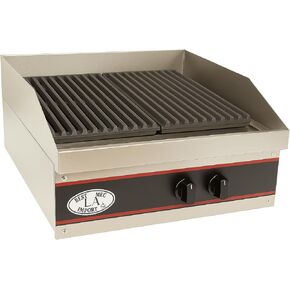 شواية الفحم الغازي التجارية Express-KitchQuip مقاس 24 بوصة - شواية فحم بشعلتين، 40000 وحدة حرارية بريطانية، ستانلس ستيل، 24 بوصة طول × 24 بوصة عرض × 13 بوصة ارتفاع - للمطعم، شاحنة الطعام، الشواية in Kuwait