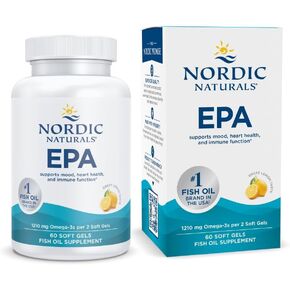 Nordic Naturals EPA، ليمون - 60 كبسولة هلامية ناعمة - 1210 مجم أوميغا 3 - تركيبة EPA عالية الكثافة للمزاج الإيجابي وصحة القلب والمناعة الصحية - 30 وجبة in Kuwait
