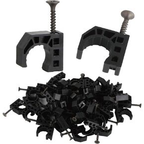 50 Pack 1/2" Half Clamps J-Hook with Screws, PEX Clips J-Clamp for Tubing Pipe Support J-Clips Tubing Fastener, Tube Talons for PEX, Copper, CPVC Tubing Connections, Black in Kuwait
