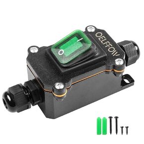 Waterproof Boat Rocker Switch with Green Light, DPST, DC 12V-24V, On Off Rocker Button Inline Cord Switch with Cable Gland in Kuwait