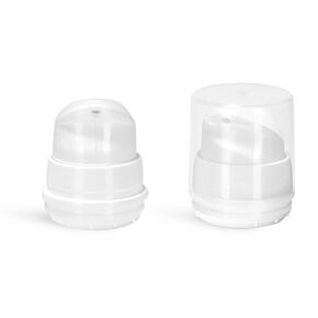 32 mm Plastic Pumps, 32 mm White Polypropylene Mini Airless Pumps w/Snap On Caps and Overcaps in Kuwait