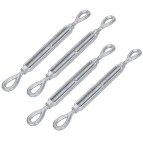 3/8 Inch X 6" Galvanized Turnbuckle Hook,Heavy Duty Stainless Steel Swivel Eye and Eye Turnbuckle,1200 LBS Working Load Limit,Suitable for Industrial and Construction Applications(4 Pack) in Kuwait